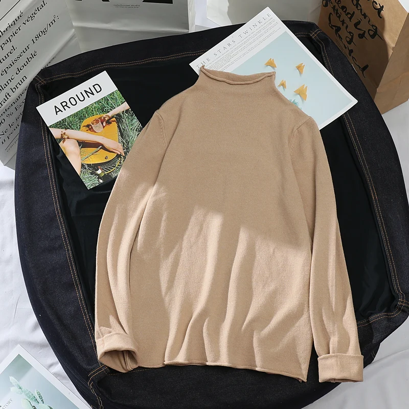 

2019 14 color Knitted Women Sweater Pullovers Turtleneck Autumn Winter Basic Women Sweaters Korean Style Slim Fit Black G958