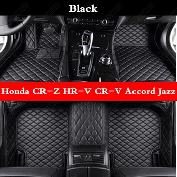

Custom Leather Car Floor Mats for Honda CR-Z HR-V CR-V Accord Civic Insight Jazz Fit City Black Cars Foot Rugs Auto Carpet Pads
