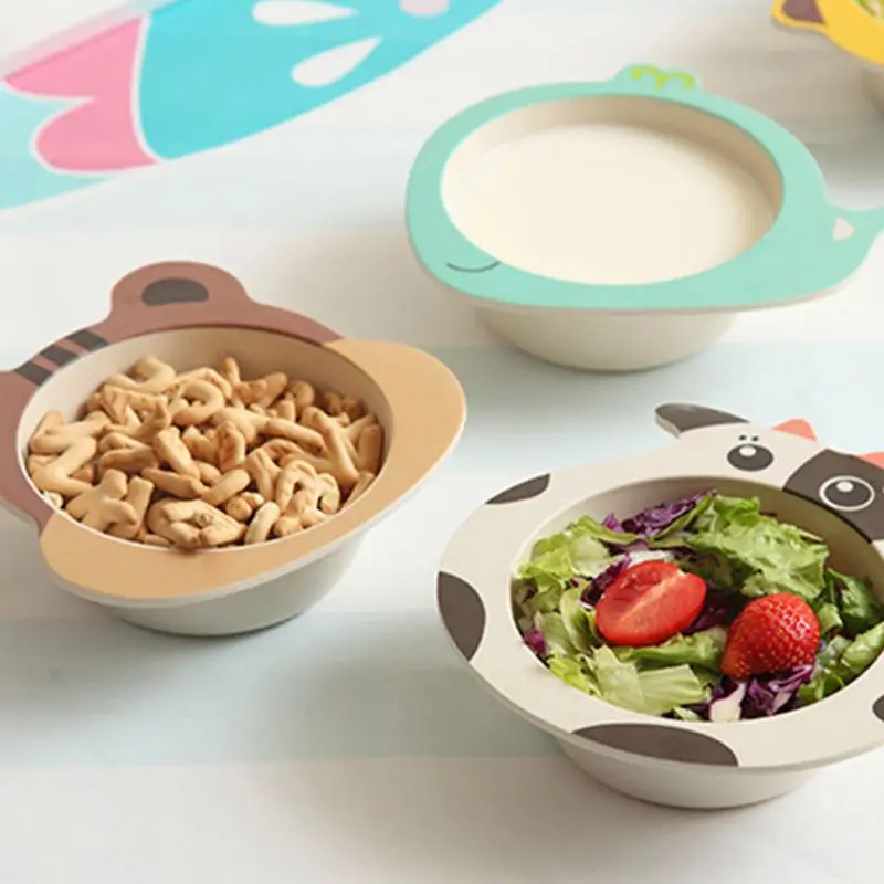 Бамбуковое волокно детская посуда для кормления милые животные мультфильм Дети Младенцы Малыши переносная миска