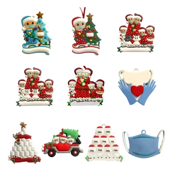 

2020 Christmas Tree Decoration Santa Claus with Mask DIY Family Name Personalized Hanging Pendant Ornament Gift Home Accessories