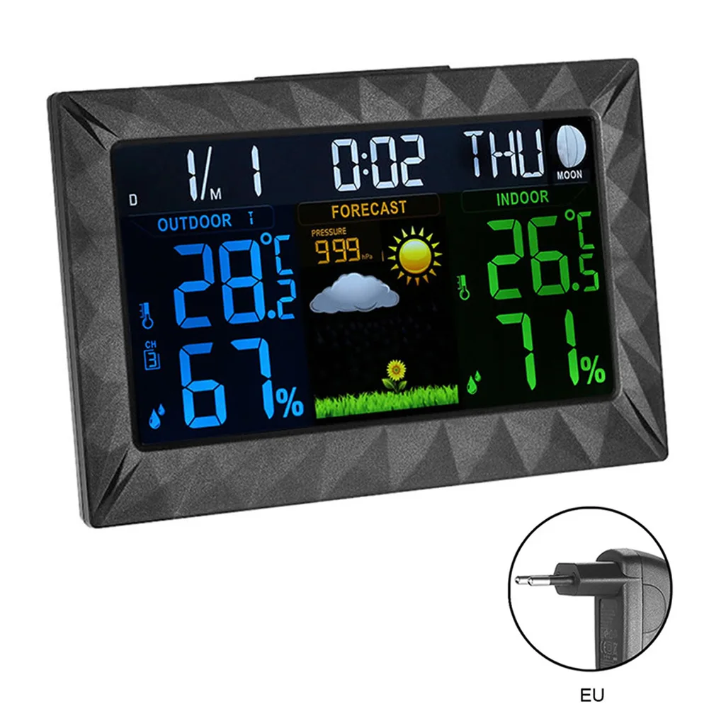 

Sensor Alarm Clock Backlight Hygrometer LCD Digital Indoor Outdoor Wireless Home Weather Station Barometer Forecast Ultra Thin