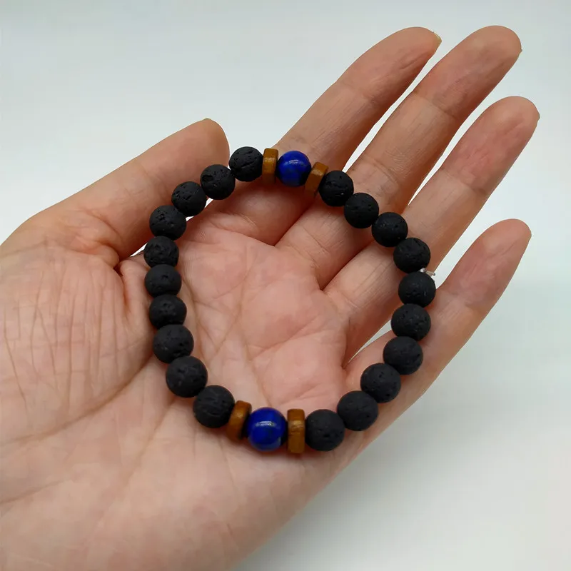 Men Women Bracelet Black Volcanic Round Stone Beads Gift Jewelry For Friend New Fashion Hand Wholesale | Украшения и аксессуары