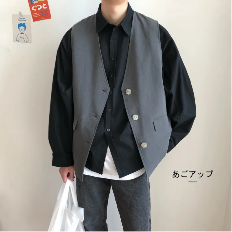 

Men's vest 2019 autumn and winter new handsome wild casual solid color vest wild vest youth personality trend men's clothing