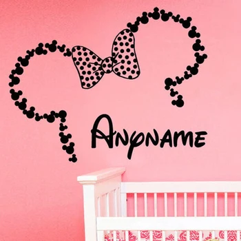 

Minnie Mouse Wall Decals Vinyl Girls Name Custom Personalised Wall Stickers Minnie head Nursery Girs Room Decor Removable Z751