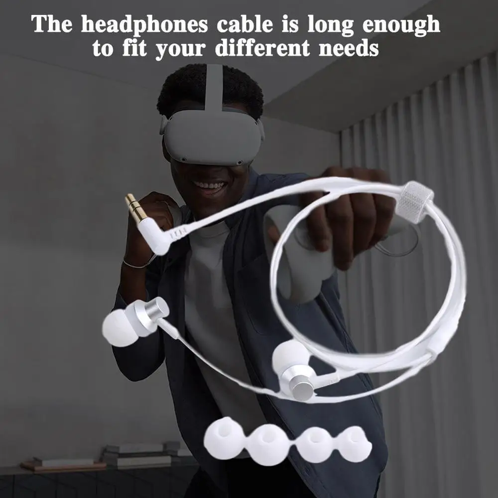In ear Earphones VR Accessories Wire Earphone For Oculus Quest 2 VR Headset Deep Bass Headphone 3D 360 Degree Sound Earphones