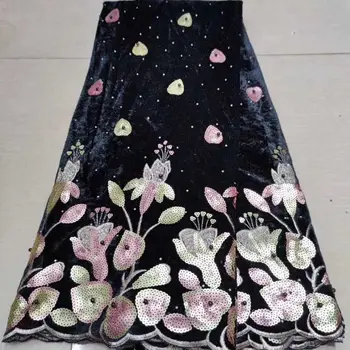 

Nigerian Velvet Lace Fabric African Lace Fabric 2020 High Quality Velvet Lace Fabric With Sequins Lace French Lace Fabric