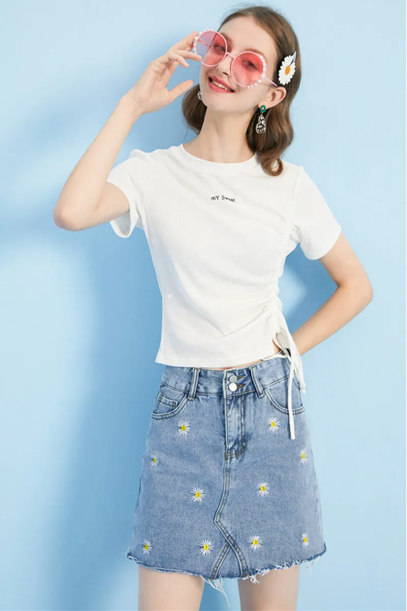 ladies a line denim skirt