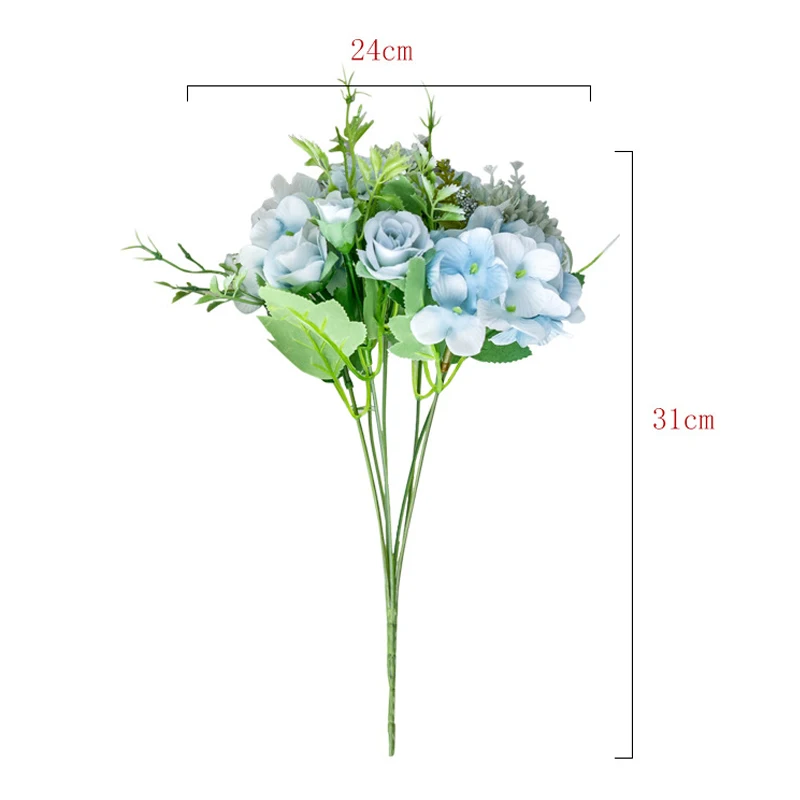 Silk Rose Artificial Flowers Bouquet 7 Branch Rose Wedding Bouquet Fake Flower For Home Wedding Decoration