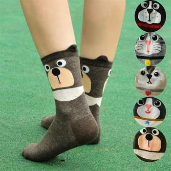 

New arrival women cartoon socks colorful patterned warm sock lady and woman's funny animal cotton socks