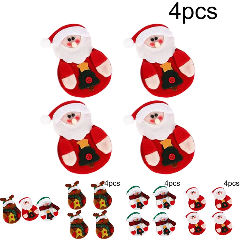 4pcs/set Christmas Santa Kitchen Table Dinner Cutlery Silverware Pocket Holder