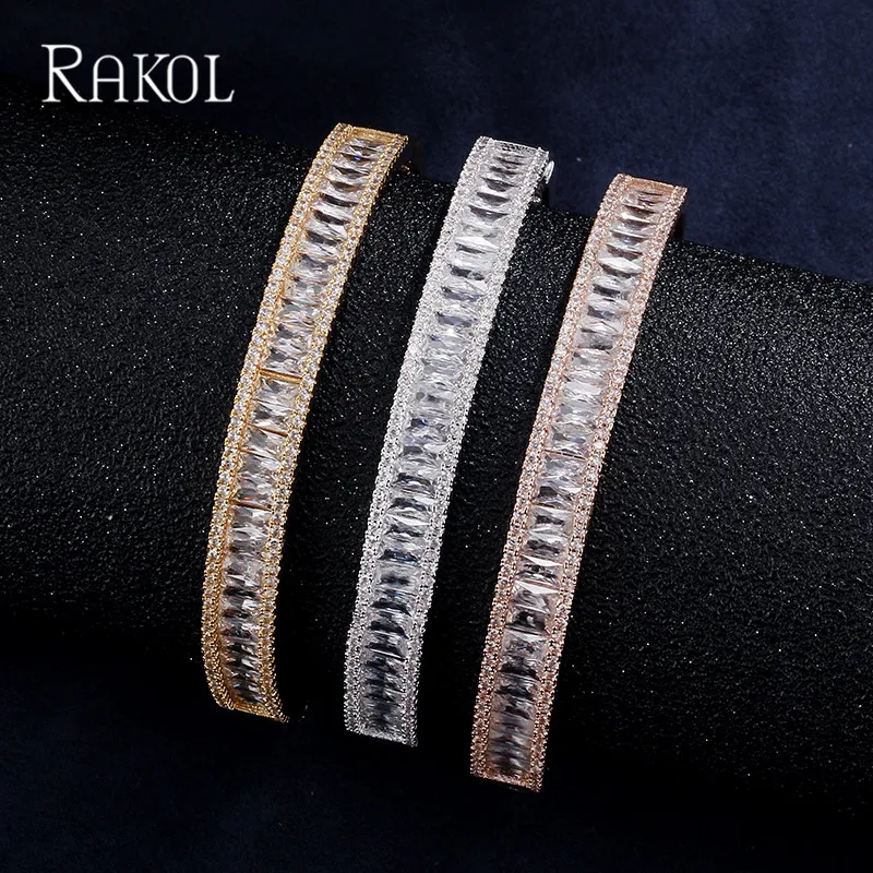 RAKOL Роскошные милые кубические циркониевые хрустальные свадебные золотые цвета