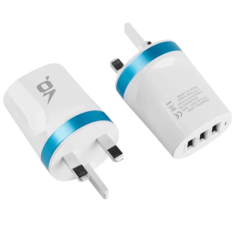 UK-Blue США Мульти USB настенное зарядное устройство портативное 3 порта зарядное устройство кирпич путешествия штекер куб телефон зарядка iPhone X/8 Plus/8 iPad samsung Galaxy - Цвет: UK-Blue