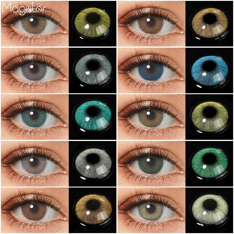 HIDROCOR-lentillas de colores para ojos, 1 par de lentillas naturales de Color verde, azul, gris