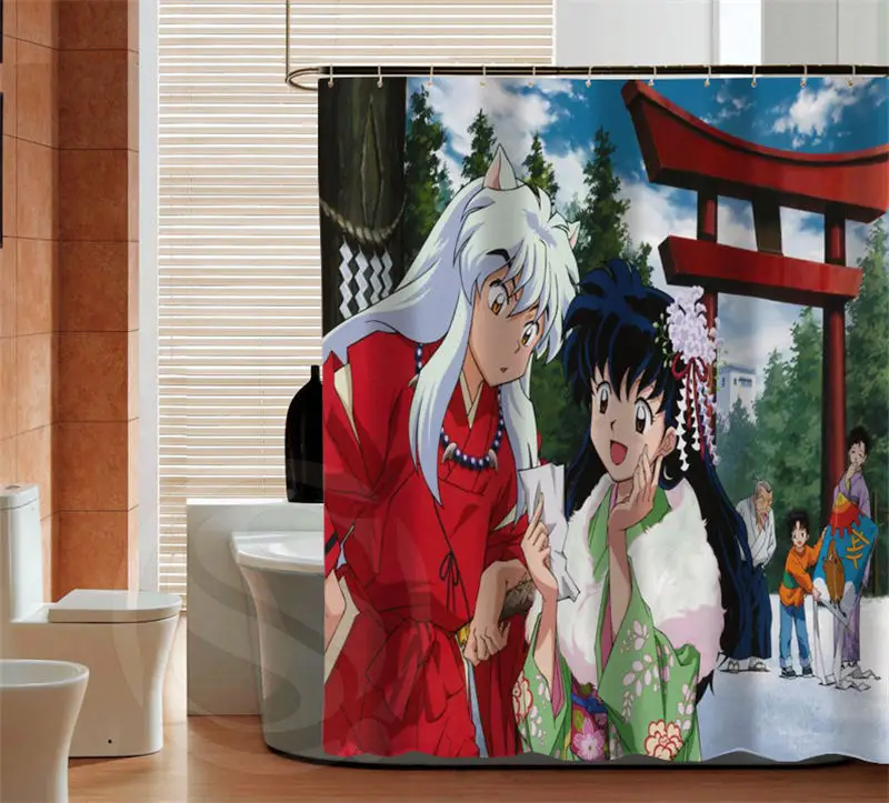 Светло-желтый Ретро аниме Inuyasha занавеска для душа Последняя мода домашний декор занавеска для ванной комнаты - Цвет: Светло-желтый