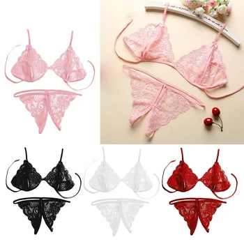 

Women's 2 Pieces Sexy Lingerie Set Bra and Panty Set Babydoll Open Thong