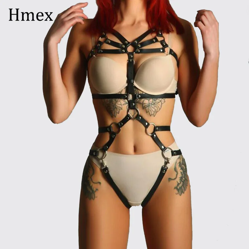 

1Set Sexy Leather Harness Chest Belts for Women Punk Gothic Leg Harness Waist To Leg Suspenders Waistband