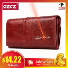 GZCZ RFID Leather Women Clutch Wallet Fashion Long Style Female Coin Purse Portomonee Clamp For Phone Bag Ladies Handy Purse