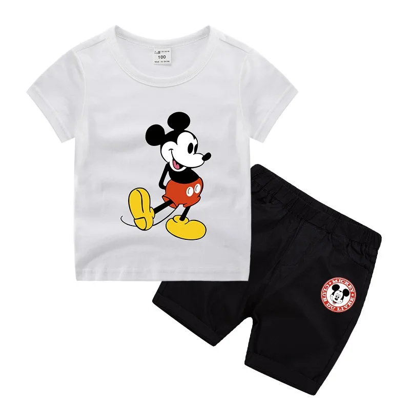 

Summer Girls Boys Clothes Sets Casual Cotton Mickey Minnie Short Sleeve Baby T-shirt + Shorts Pants 2PCS Children Outfits 3T-11T