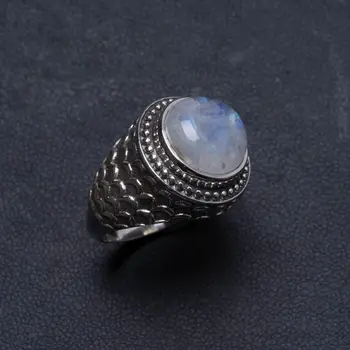 

Natural Rainbow Moonstone Handmade Unique 925 Sterling Silver Ring, US size 7.75 X2284