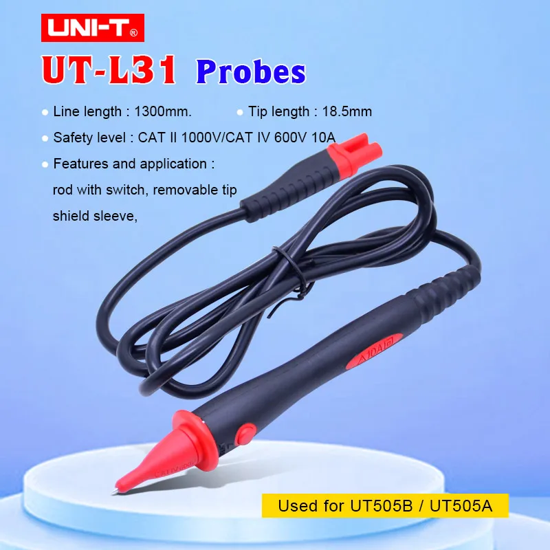 

UNI-T UT-L31 Remote Control Test Probe Lead with Test Button Use for Insulation Resistance Testers Meter UT505A UT505B