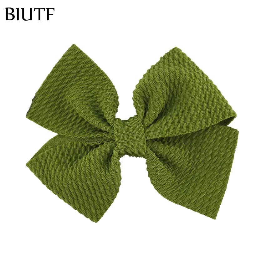 16-army green 10 шт./лот, яркий цвет, 4 дюйма, Seersucker, вафельный бант для волос с/без заколки для волос, высокое качество, головные уборы HDJ160 - Цвет: 16-army green