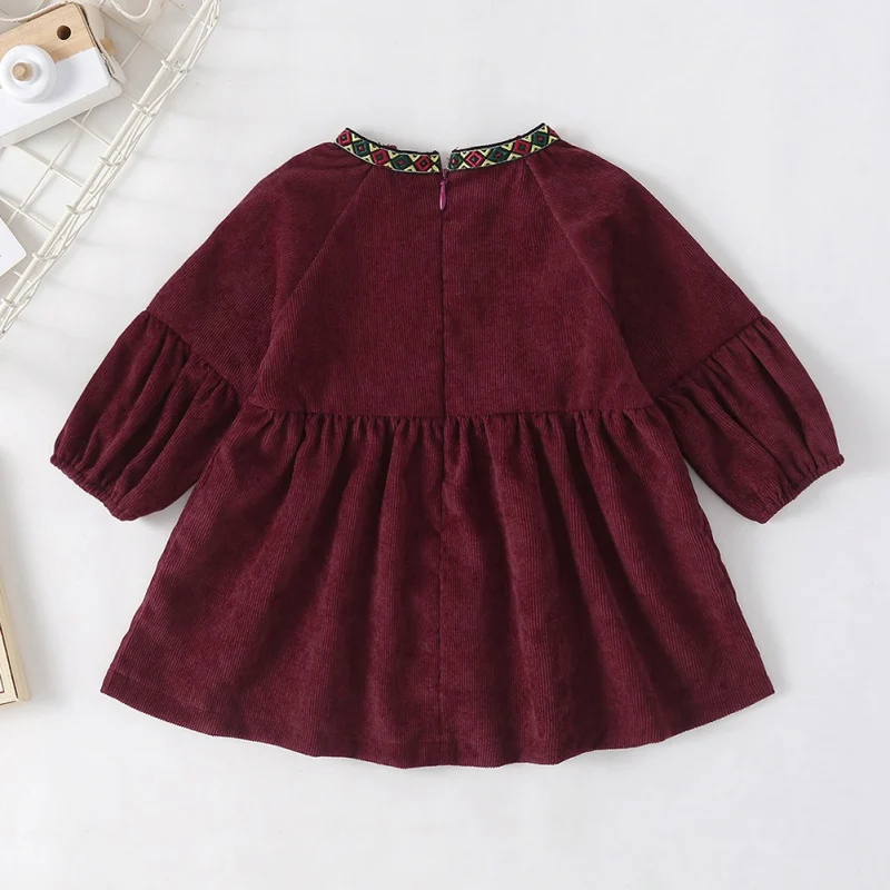 Винтажное платье для маленьких девочек; платья для малышей; vestido infantil vestidos infantil; повседневная одежда; однотонное платье с длинными рукавами для малышей; От 0 до 3 лет