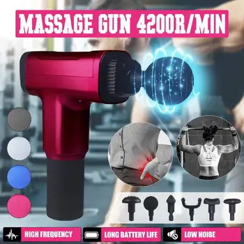 

4200r/min Therapy Massage Gun 4 Gears Muscle Massager Pain Sport Massage Machine Relax Body Slimming Relief With 6 Heads