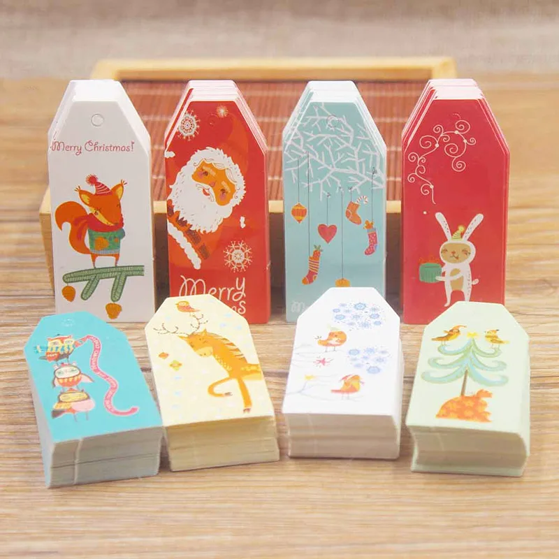 

100pcs Merry Christmas Cards For Handmade Party Gift Cards DIY Hang Tags Packing Label Card Jewelry Charms Decor Gift Tags