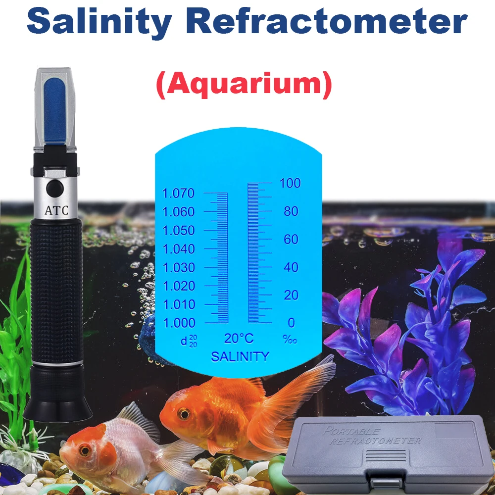 Аквариумный рефрактометр Соленость 0-100ppt соль 1,000-1.070sg для аквариума соленая вода солоноватый морской atc рефрактометр солености