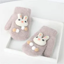 Рождественские перчатки для детей; зимние теплые модные вязаные перчатки с принтом оленя; перчатки на палец; детские перчатки