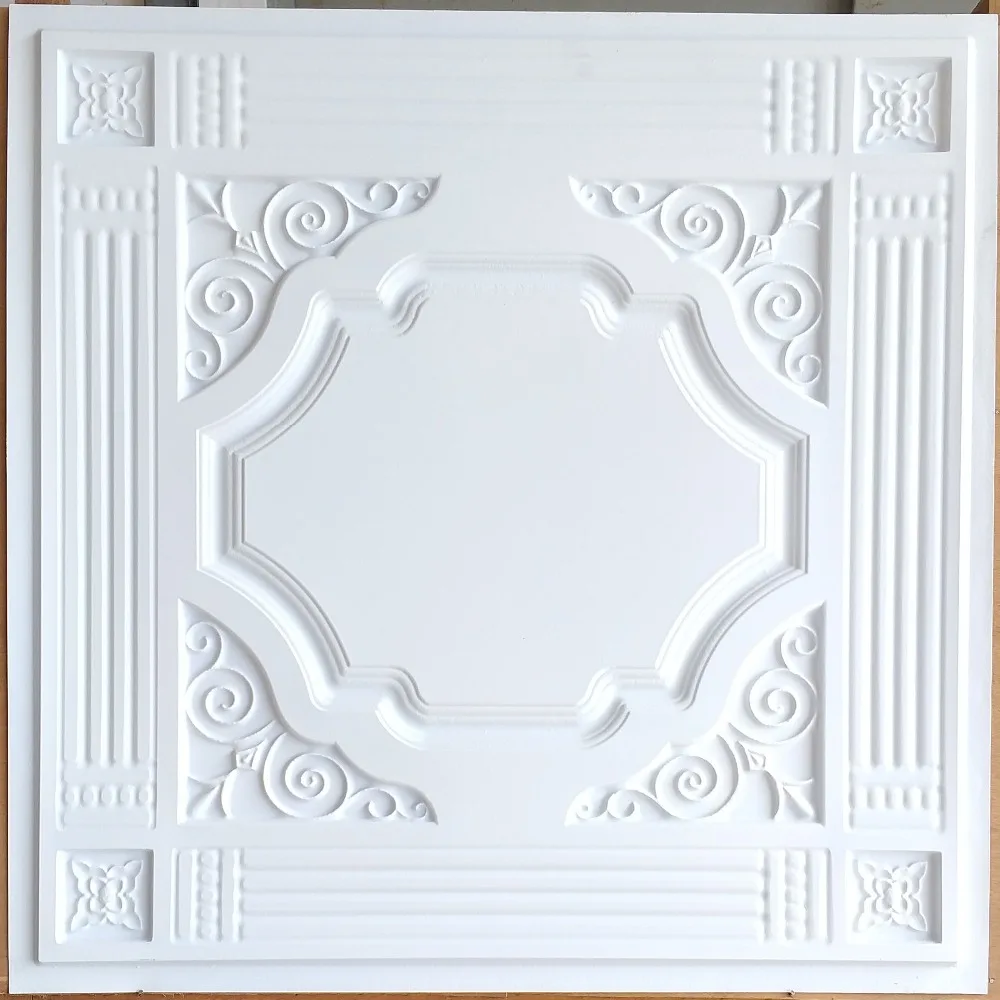 Искусственное Олово потолочная плитка белый матовый цвет потолочные панели PL65