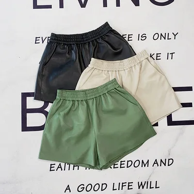 MEWE Women Spring Genuine Real Sheep Leather shorts E45