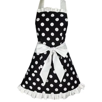 

Lovely Sweetheart Retro Kitchen Aprons for Woman Girl Cotton Polka Dot Cooking Salon Pinafore Vintage Apron Dress Christmas Whit