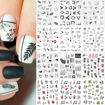 

12Pcs/Set Love Letter Slider For Nail Art Decorations Sticker Water Transfer Decal Sticker Flower Leaves Girl Manicures DIY Tips