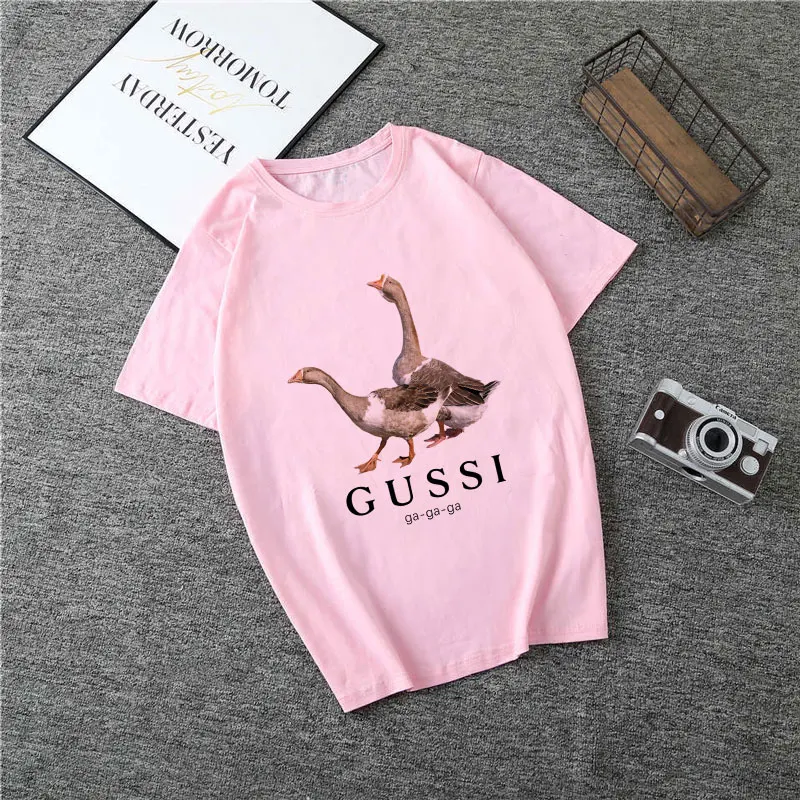 Женская одежда Two Goose Ga Gothic Vogue Футболка Harajuku Kawaii Эстетическая Футболка Camiseta Mujer riversale футболка - Цвет: 2335-Pink