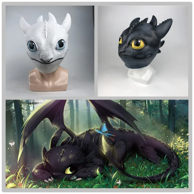 

How to Train Your Dragon Night Fury Toothless Cosplay Mask Helmet Latex Full Head Masks Kids Adult Cosplay Props Gift Halloween