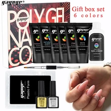 Yayoge 6 шт./компл. поли Гель-лак для ногтей, французский Стиль УФ/светодиодный средство для снятия лака набор Био-Гели Soak Off 6 цветов гель Лаки генный цветной гель для остекленной двери, занавески, салон