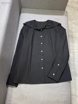 

Designer Runway Top Floral Embroidery Black /White Shirt Women Blouses Single Breasted Shirts Blusas Mujer De Moda 2020 Verano