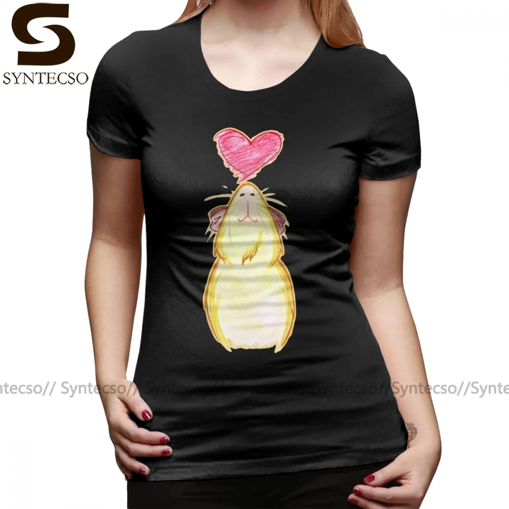 

Guinea pig T-Shirt Guinea Lovely Pig T Shirt O Neck Print Women tshirt Black Short Sleeve Trendy Summer Cotton Ladies Tee Shirt
