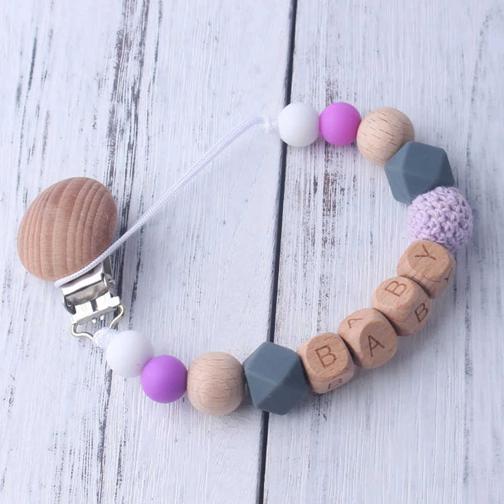 

Baby Teether Clips Pacifier Chains Handmade Eco Friendly Holder Safe Infant Teething Silicone Accessories Feeding Nipple Kids