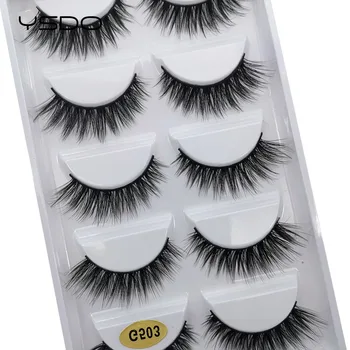 

YSDO 5 Pairs Mink False Eyelashes Faux 3D Mink Lashes Natural Hair Mink Eyelashes Makeup Dramatic Fluffy Fake Lashes Faux Cilios