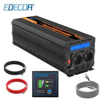 

EDECOA 2500W 5000W DC 12V to AC 220V 230V 240V power inverter pure sine wave with remote controller LCD display