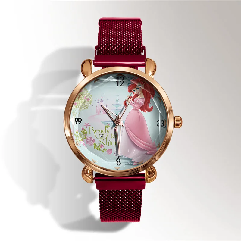 Для принцессы в стиле Ариель Роскошные повседневные торговая марка кварцевых часов модные розовое золото магнитные металлические женские часы Relogios Femininos часы женские