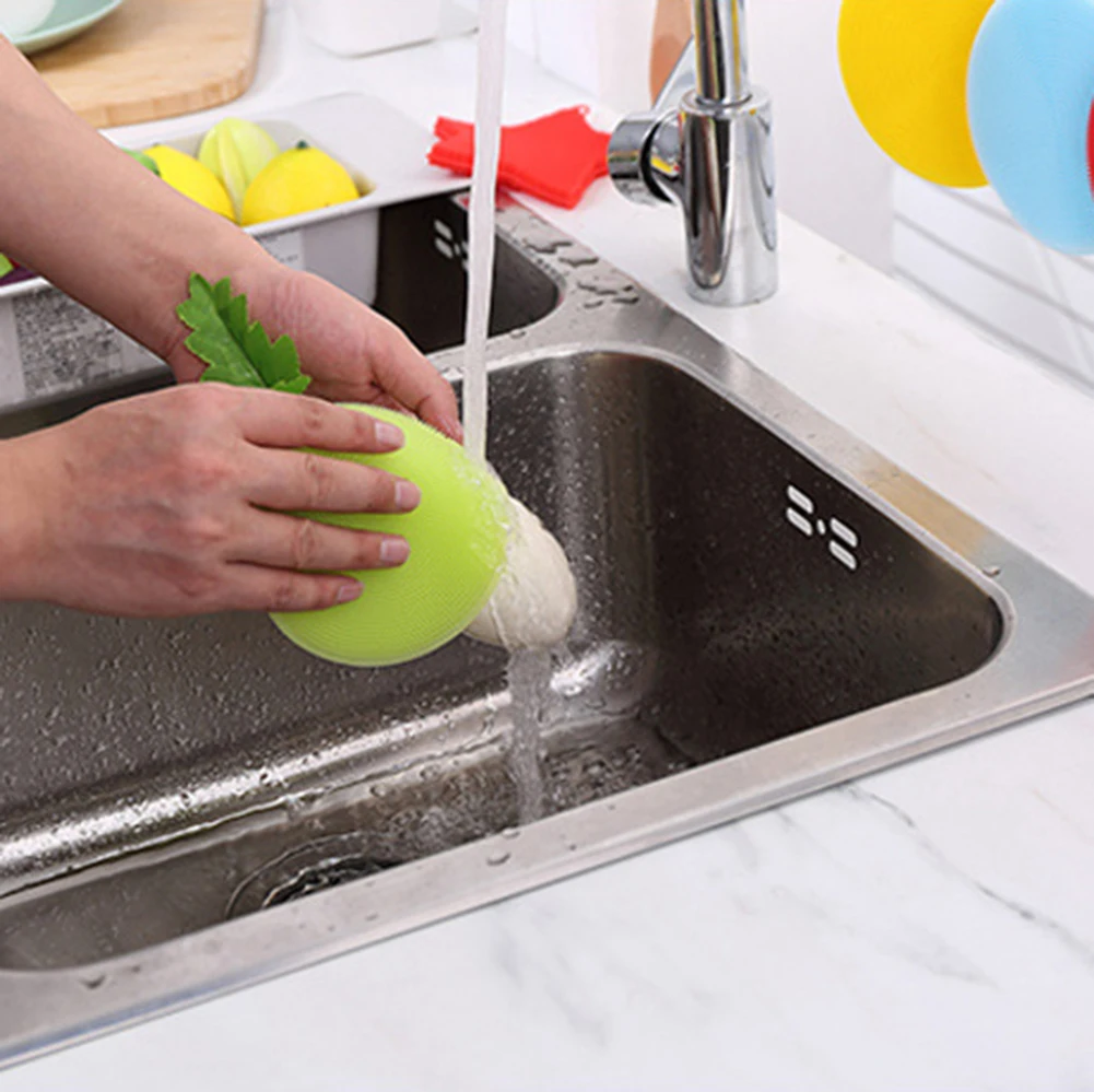 New Silicone Round Bowl Pan Cleaning Washing Brush Scrubber Home Kitchen Gadget