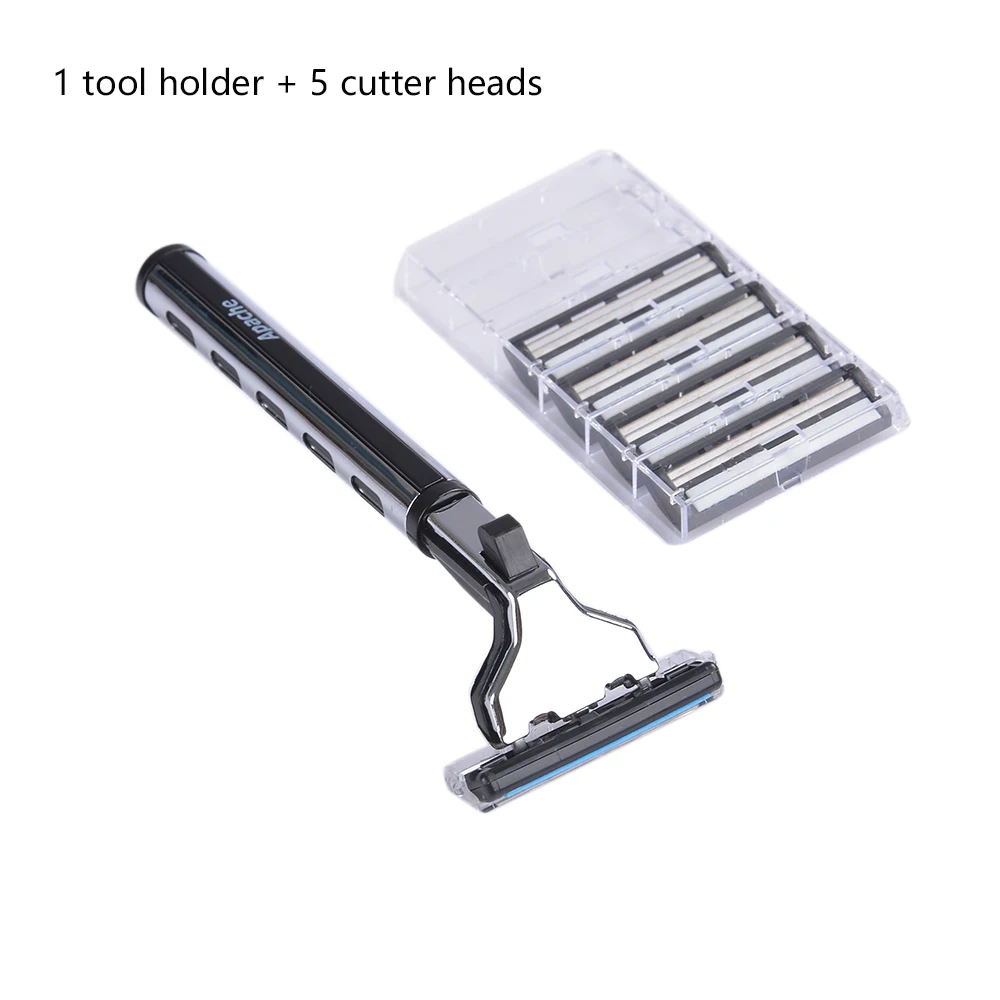 Manooby Safety Double Razor Men Barber Straight Razor Holder Men's Shaving Face Razor Blades Shaving Machine - Цвет: As show