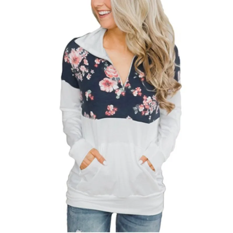2019 женская уличная толстовка с круглым вырезом и цветочным принтом повседневный