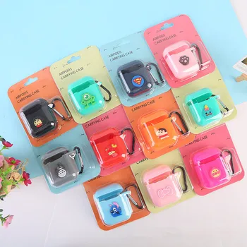 

50Pcs/lot Cute Cartoon Wireless Bluetooth Soft Silicone Earphone Case keychain For Apple AirPods Headphones Cover Accessories
