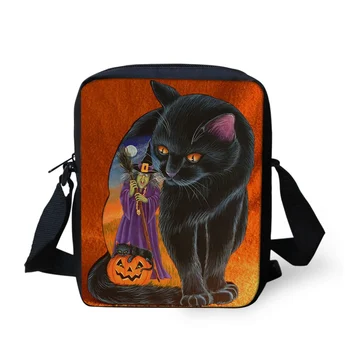 

Kids Messenger Bags For Beach Halloween Witchcraft Cat Crossbody Bolsas girls boys Mini Bookbags Daily Shoulder Satchel Bag
