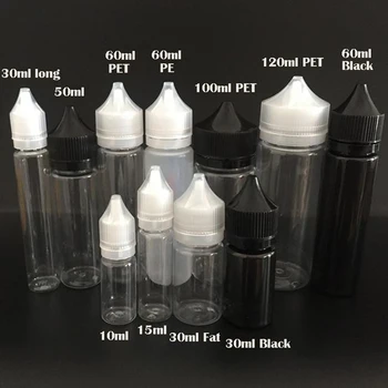 

1000pcs Fat E liquid bottle 10ml 15ml 30ml 50ml 60ml 100ml 120ml empty PE PET dropper bottle for e juice with Childproof Caps