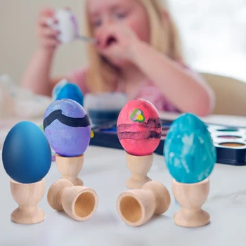 

Children Kids Easter Gift DIY Craft Toy Wood Egg Tray Eggs Container Home Kitchen Desktop Decorative Storage Holder